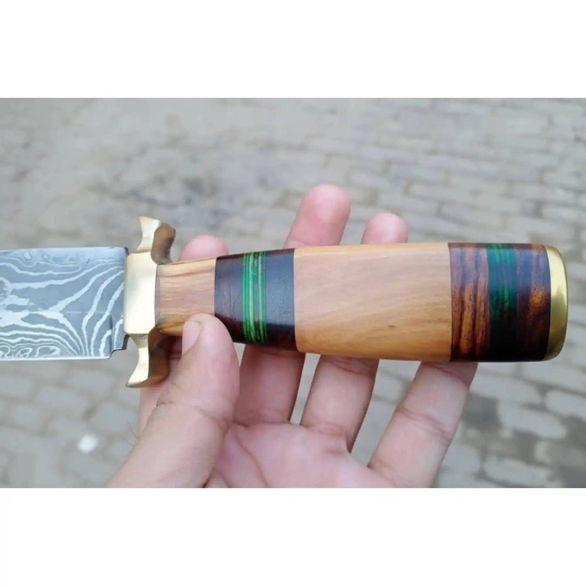 10” Damascus steel Hunting Knife with Olive wood handle