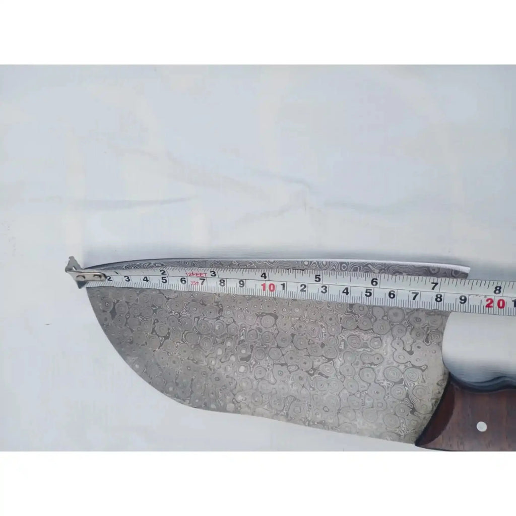 10 Inch Chinese-Style Vegetable Cleaver — Textured Damascus Blade with Rosewood Handle (11-Inch Overall)
