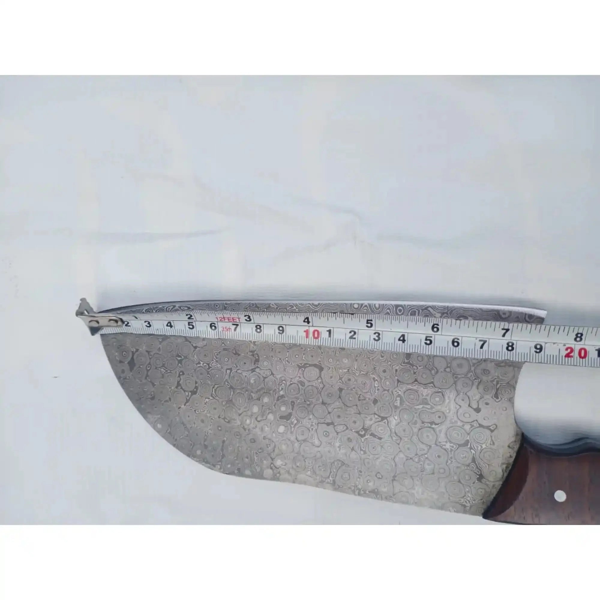 10 Inch Chinese-Style Vegetable Cleaver — Textured Damascus Blade with Rosewood Handle (11-Inch Overall)