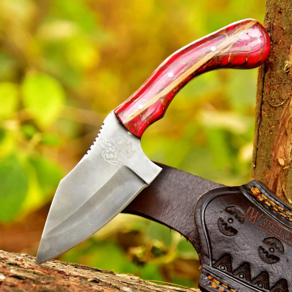 Acid Washed Stainless Steel Hunting Knife – Pinecone Handle | Outdoor & Camping Knife