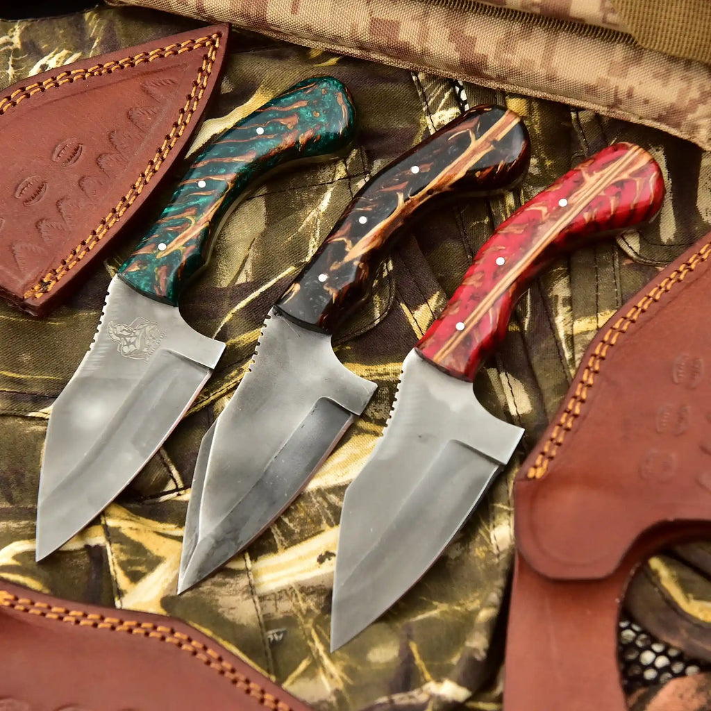 Acid Washed Stainless Steel Hunting Knife – Pinecone Handle | Outdoor & Camping Knife