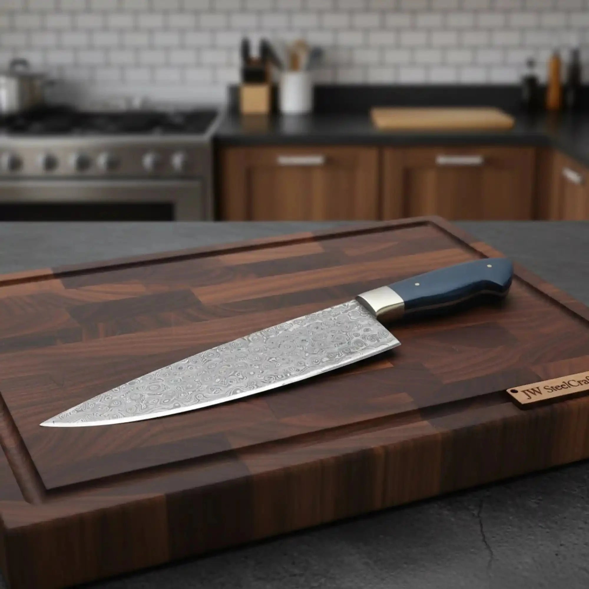 2-Piece Hand-Forged Chef Knife Pair — Pattern-Welded Damascus with Black Micarta Handles (Professional Set)