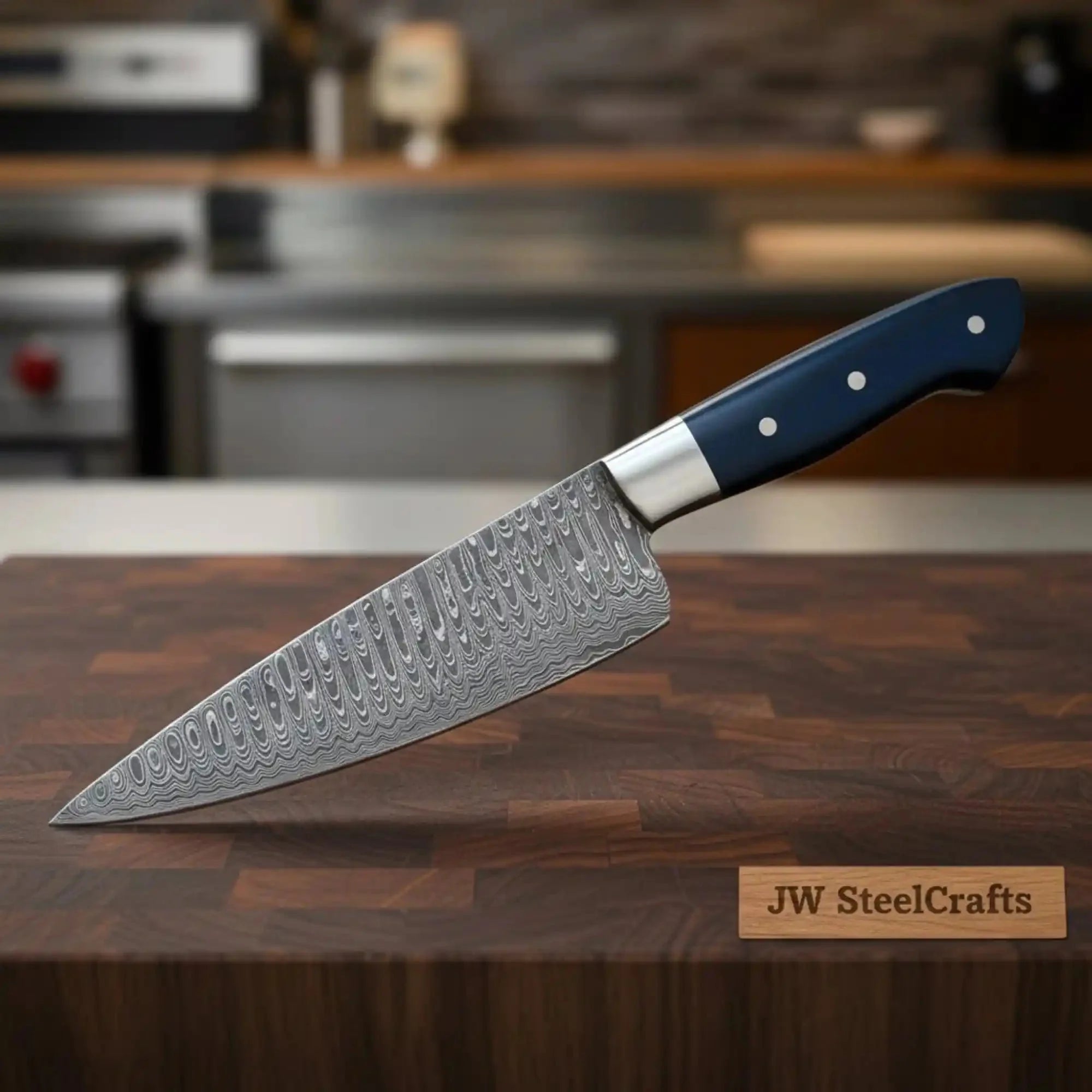2-Piece Hand-Forged Chef Knife Pair — Pattern-Welded Damascus with Black Micarta Handles (Professional Set)