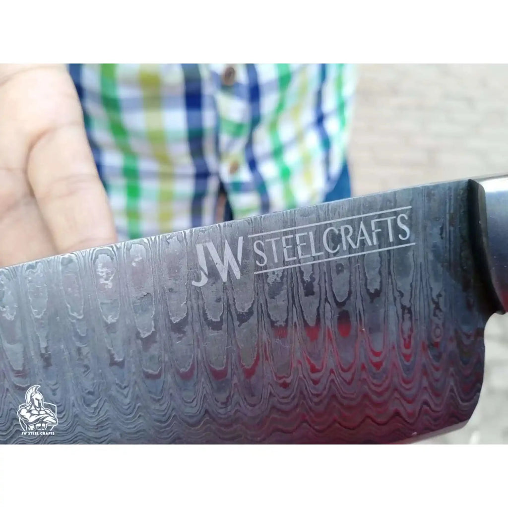 2-Piece Hand-Forged Chef Knife Pair — Pattern-Welded Damascus with Black Micarta Handles (Professional Set)
