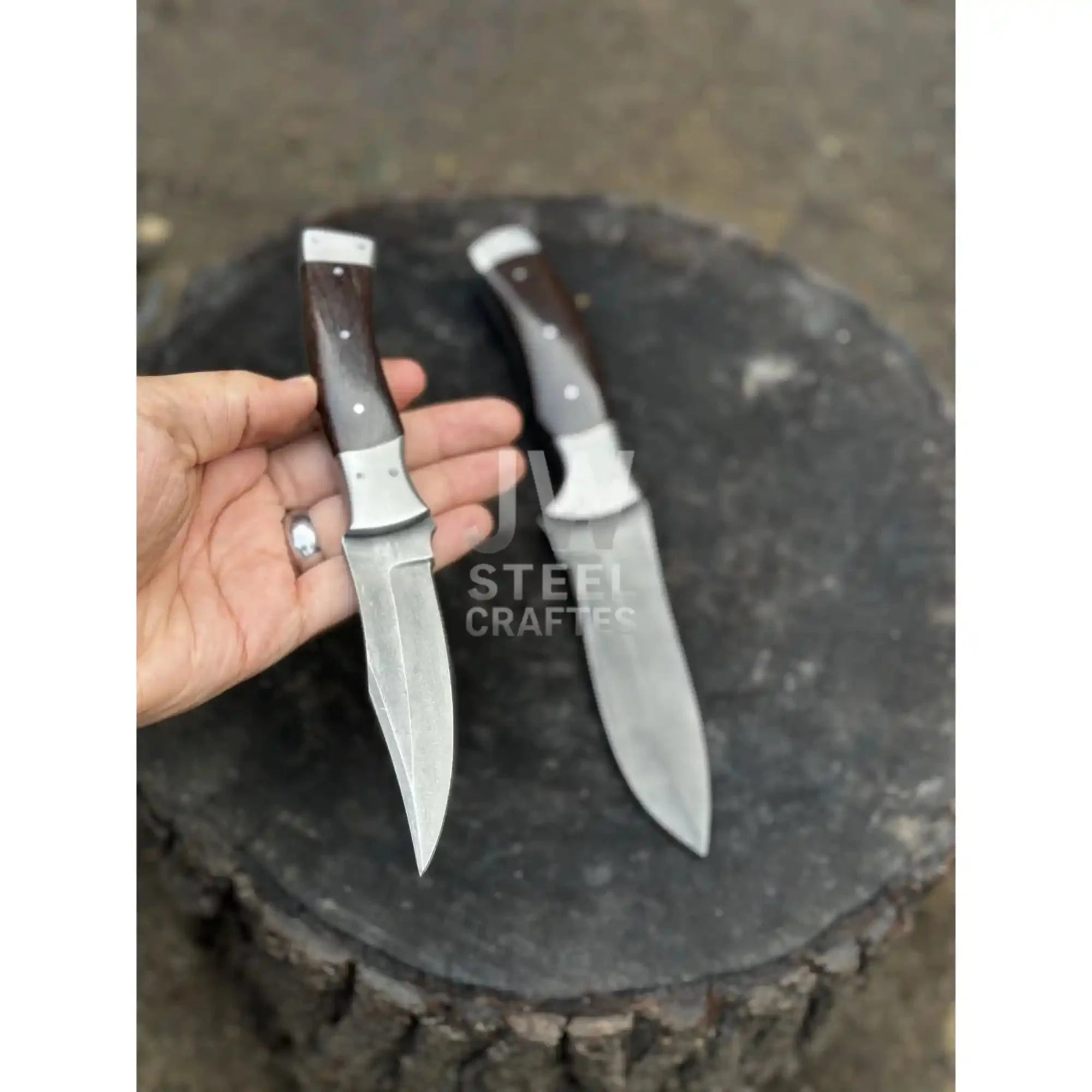Hand-Forged 3-Piece Kitchen Knife Set with  Dark Rosewood Handles
