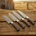 Handmade Damascus Chef Knife Set, 4-Piece Professional Cooking Set with Pakka Wood Handles