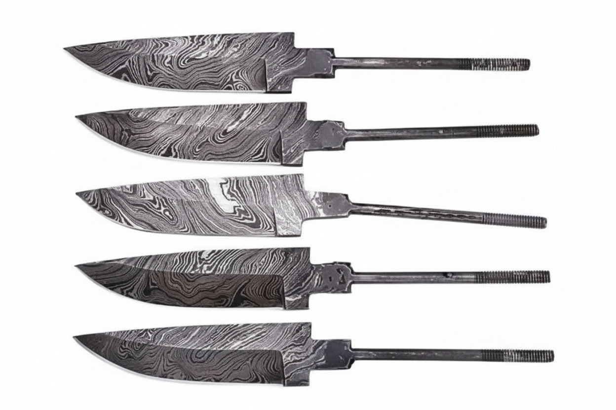 5-Piece Hand Forged Damascus Hunting Knife Blanks Set