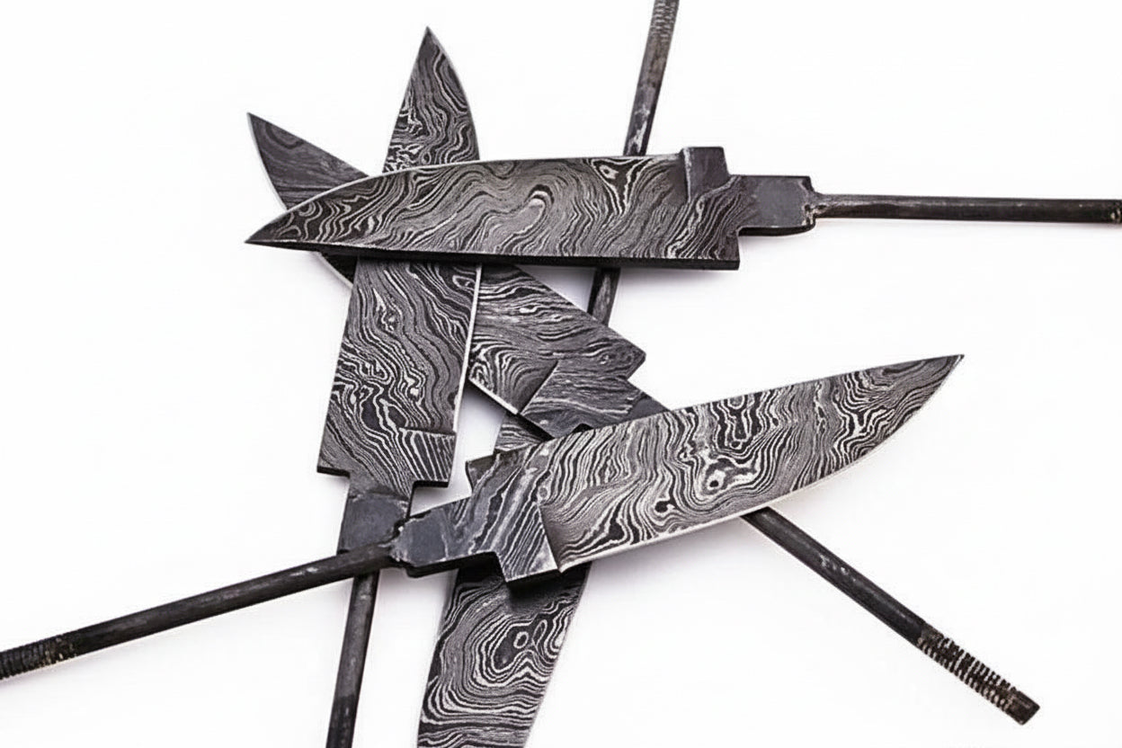 5-Piece Hand Forged Damascus Hunting Knife Blanks Set