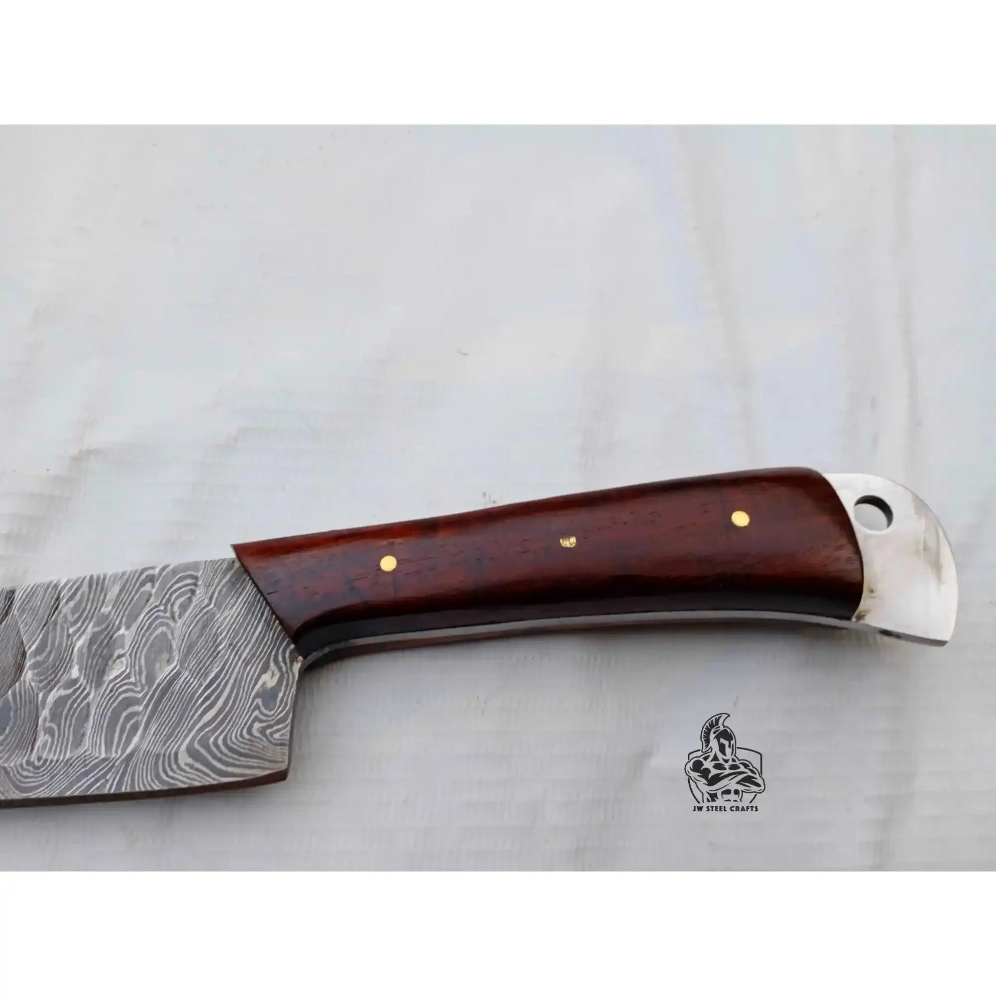 7-Inch Chef Knife — Hammered Pattern Damascus Blade with Rosewood Handle (12-Inch Overall, Hand-Forged)