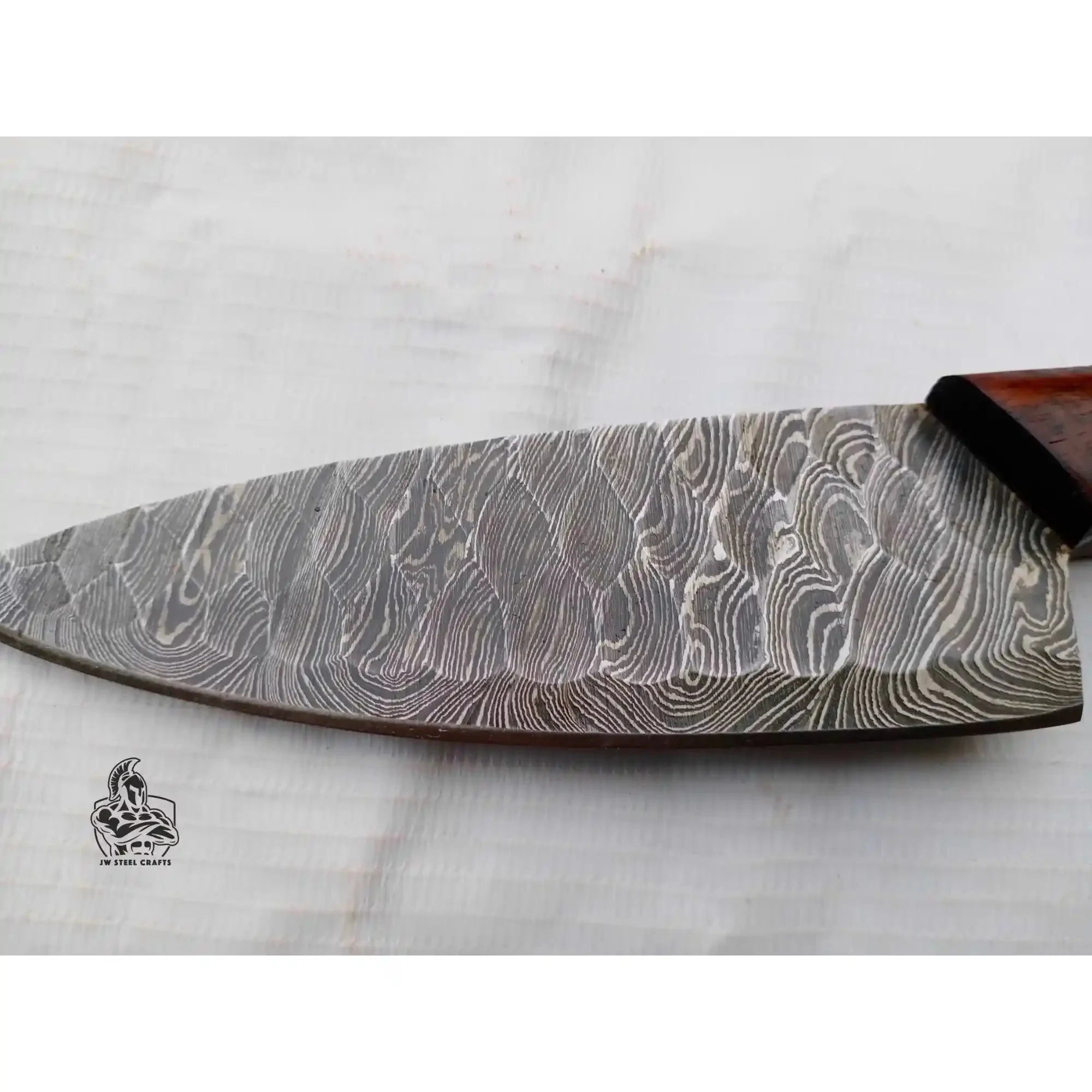 7-Inch Chef Knife — Hammered Pattern Damascus Blade with Rosewood Handle (12-Inch Overall, Hand-Forged)