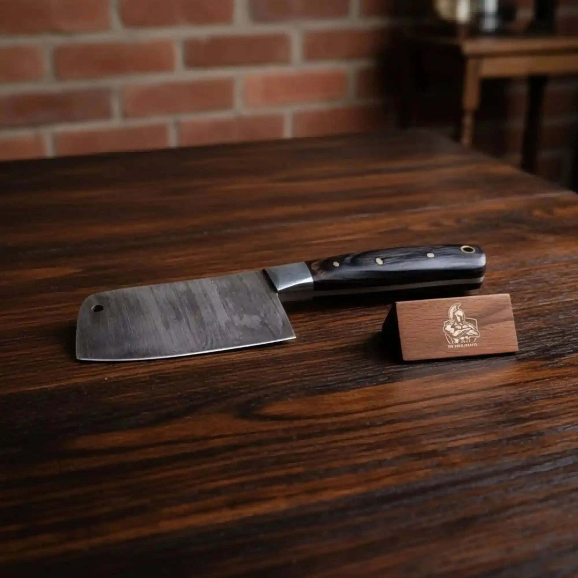 7-Inch Damascus Blade Cleaver — Hand-Forged, Micarta Handle