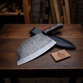 Hand-Forged 7-Inch Damascus Cleaver Knife with Rosewood Handle (12-Inch Overall)