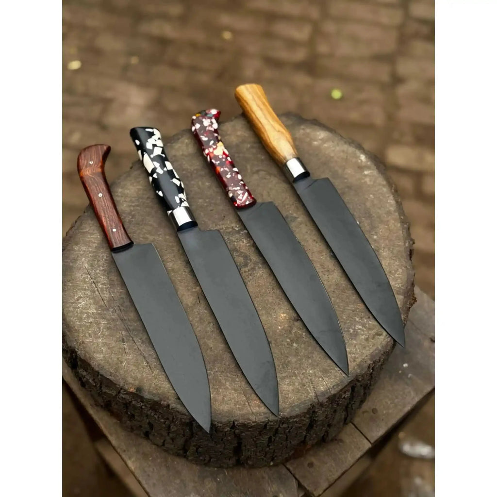 Black Blade Chef Knife Full Tang with Custom Handle