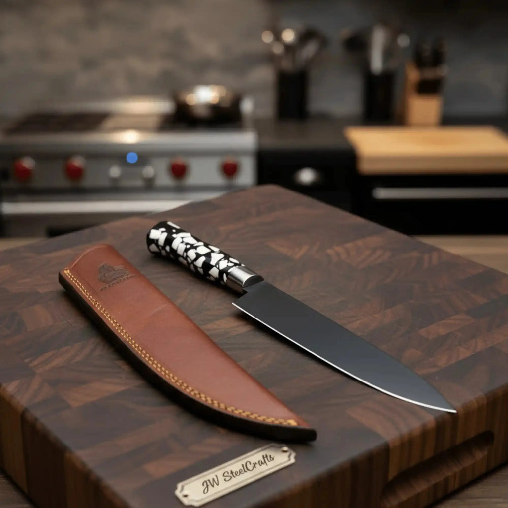 Black Blade Chef Knife Full Tang with Custom Handle