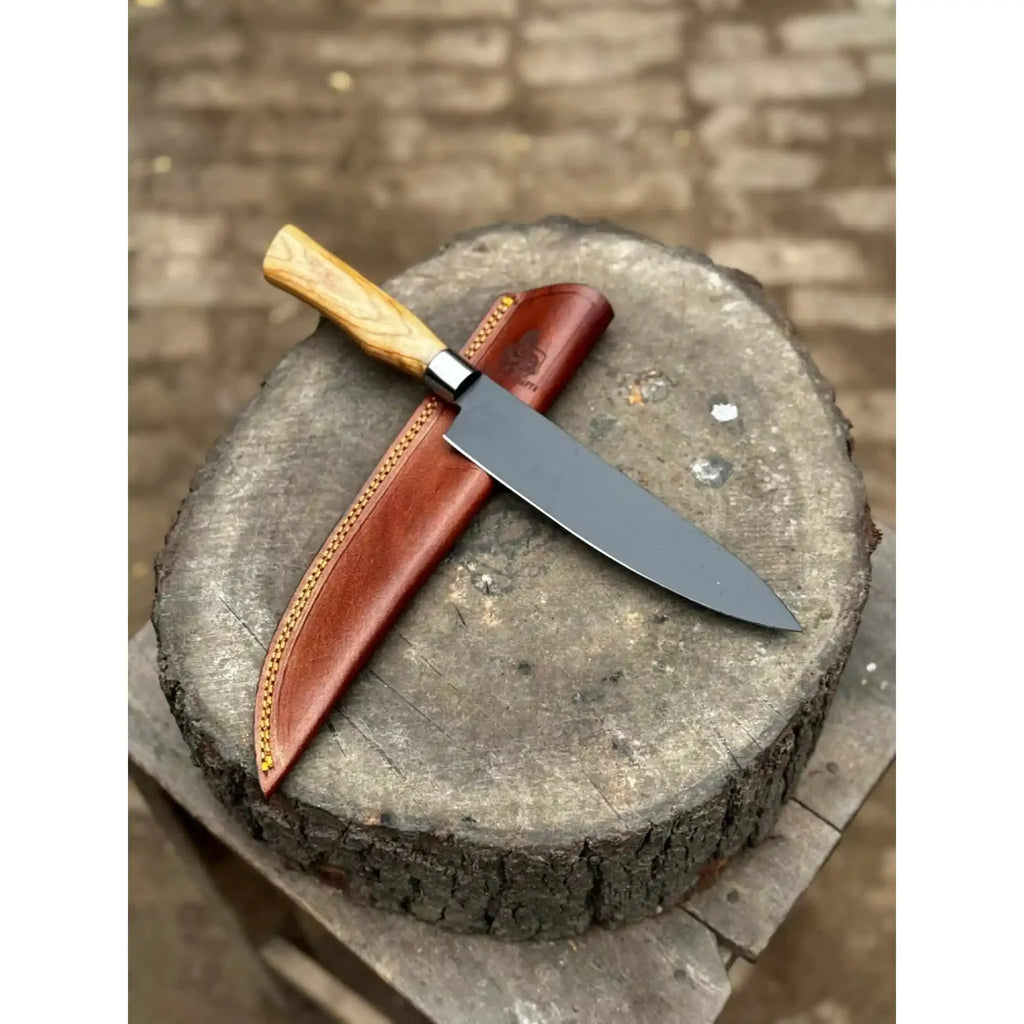 Black Blade Chef Knife Full Tang with Custom Handle