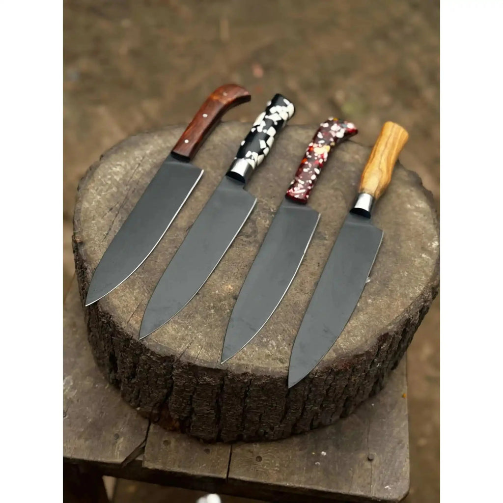 Black Blade Chef Knife Full Tang with Custom Handle