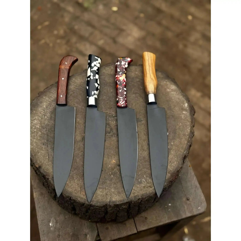 Black Blade Chef Knife Full Tang with Custom Handle