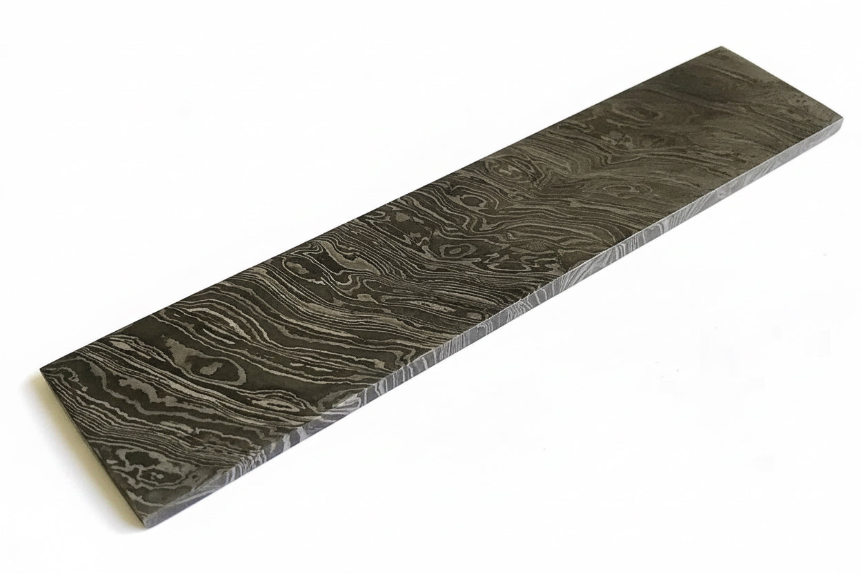 8 Inch Firestorm Pattern Damascus Steel Billet Bar Blank for Custom Knife Making