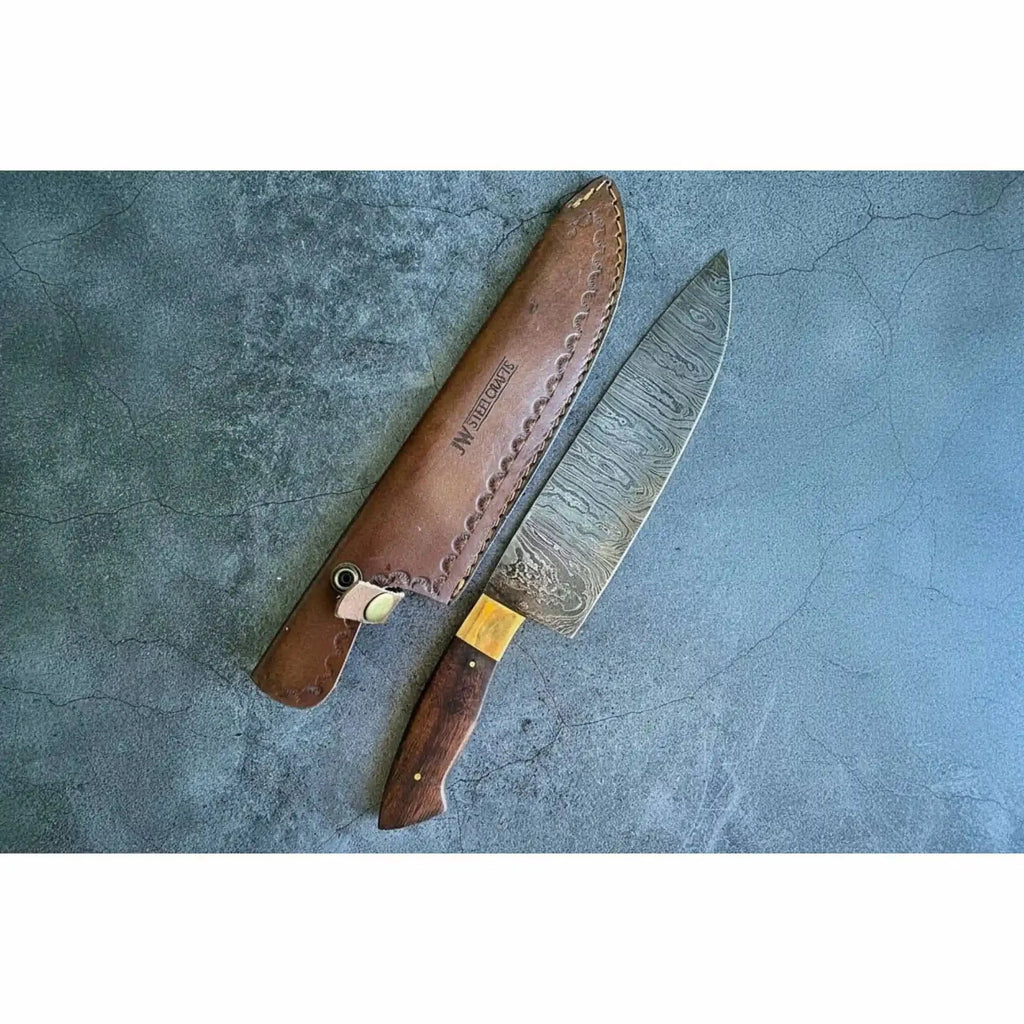 8-Inch Damascus Gyuto Chef Knife Twisted Steel Rosewood Handle