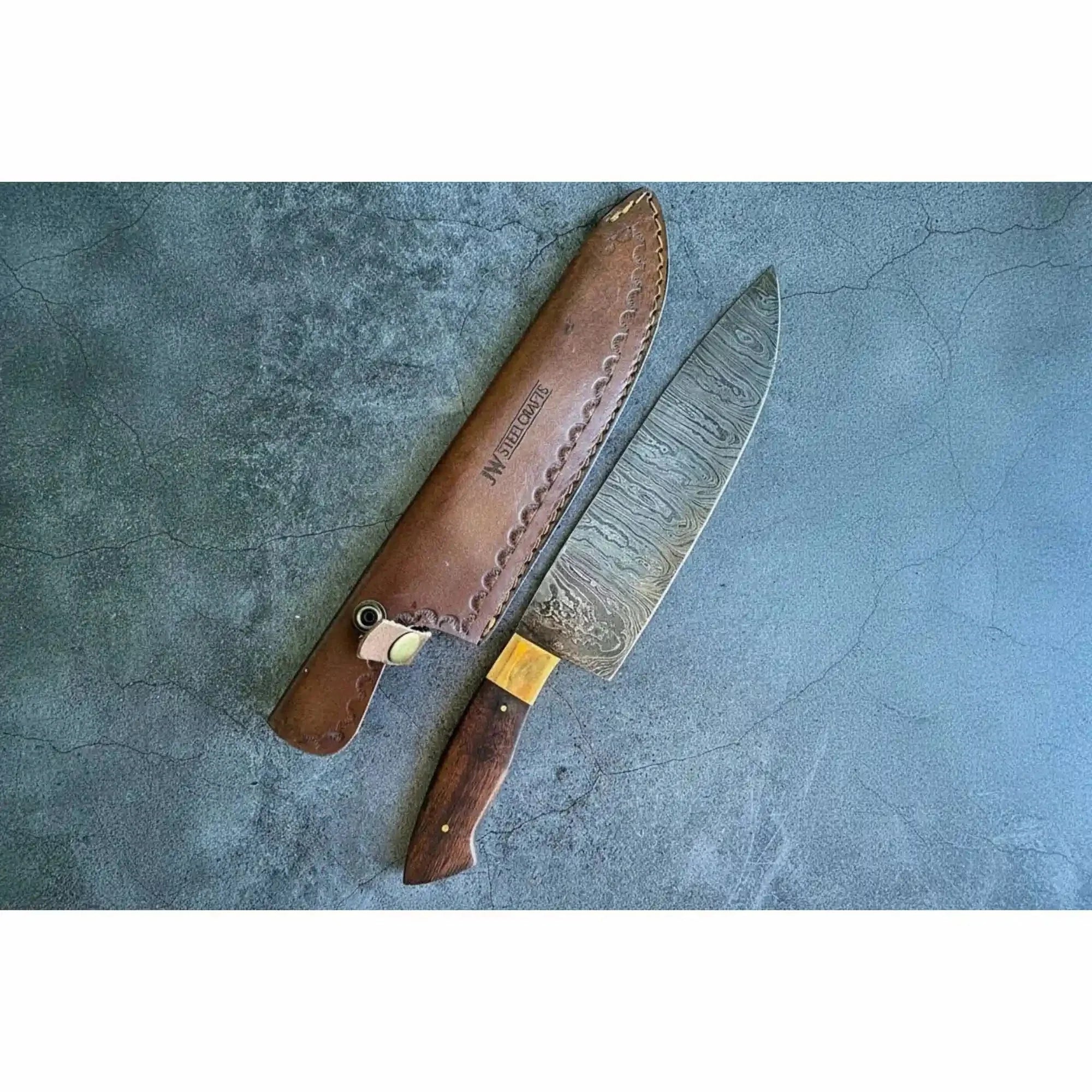 8-Inch Damascus Gyuto Chef Knife Twisted Steel Rosewood Handle