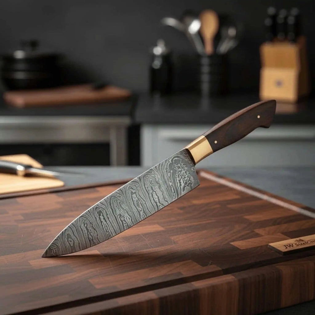 8-Inch Damascus Gyuto Chef Knife Twisted Steel Rosewood Handle