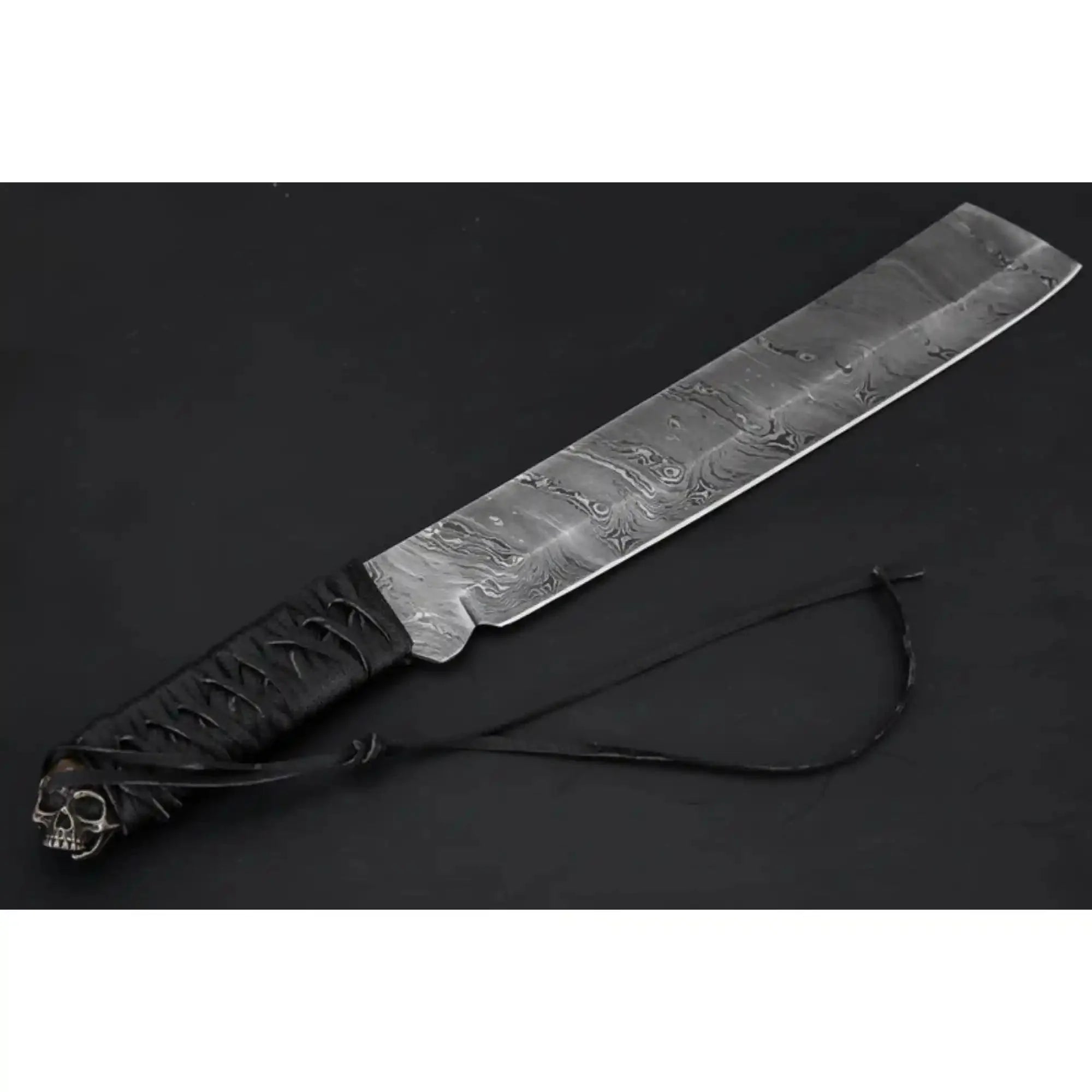 9 Inch Damascus Steel Tanto Knife with Cord Wrapped Handle – 16 Inch Overall