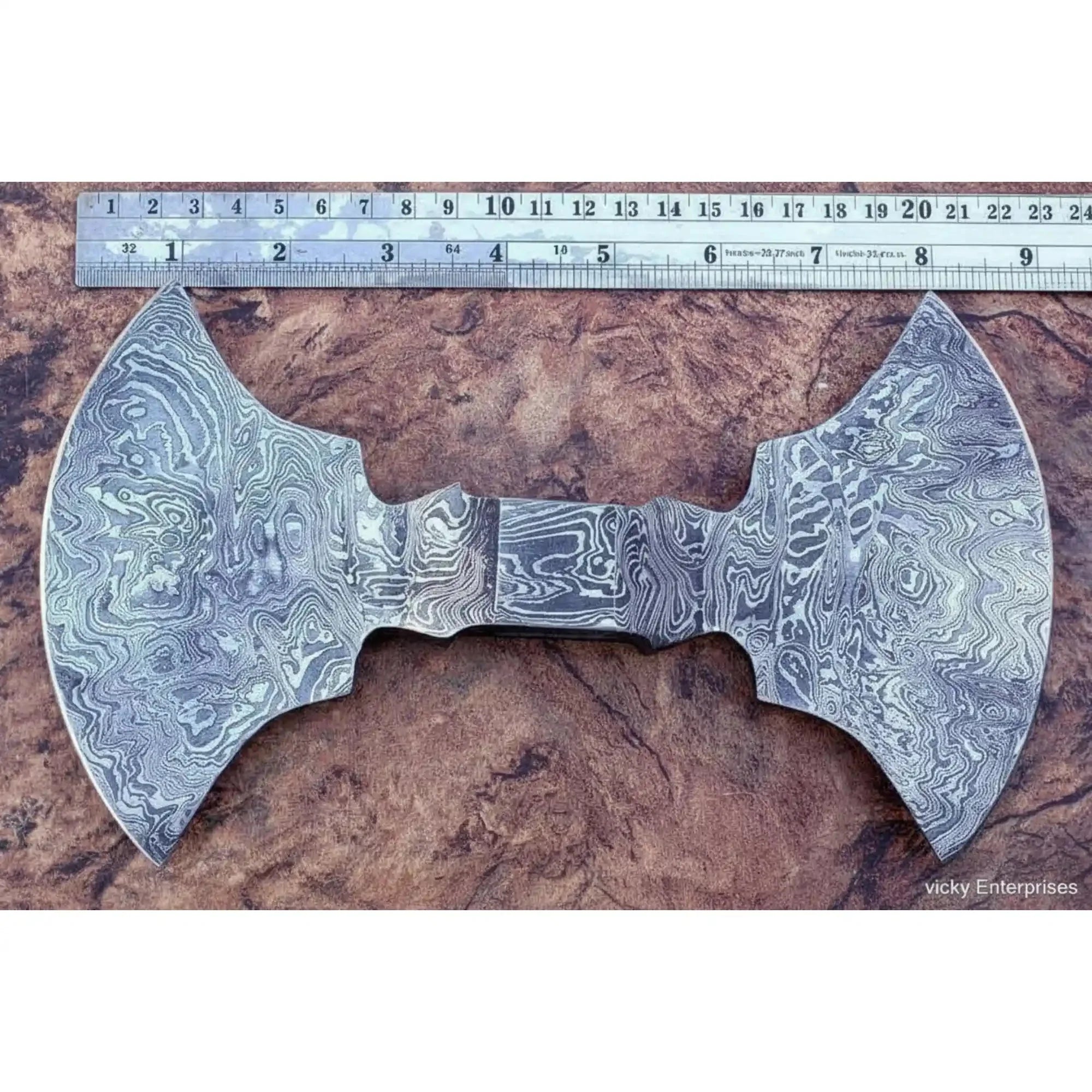 9 Inch Wide Double Bit Damascus Axe Head