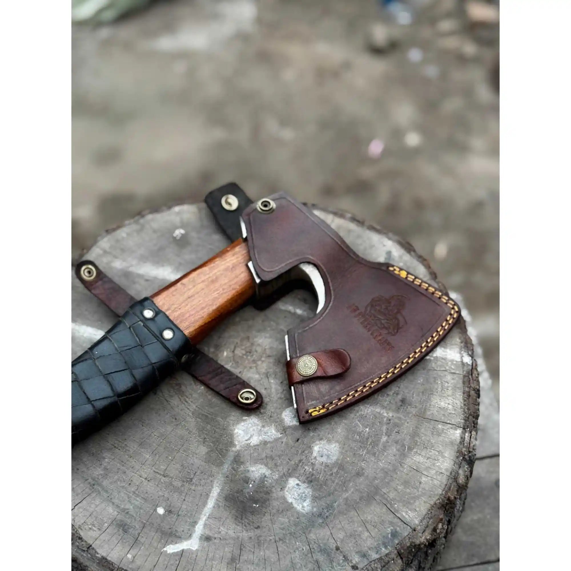 Viking Axe with Leather Wrapped Handle & Engraved Head – JW SteelCrafts