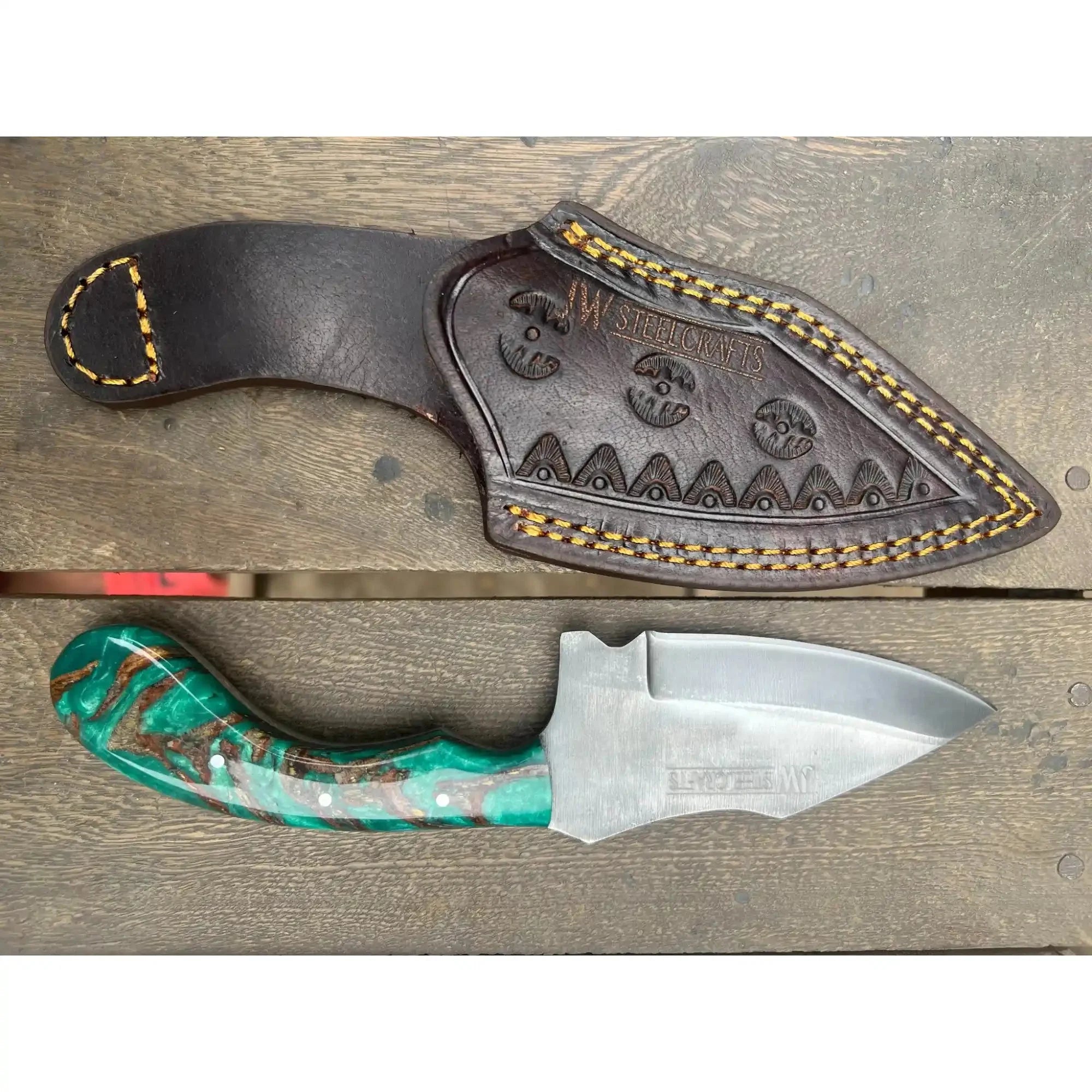 Acid Washed Stainless Steel Hunting Knife – Pinecone Handle | Outdoor & Camping Knife