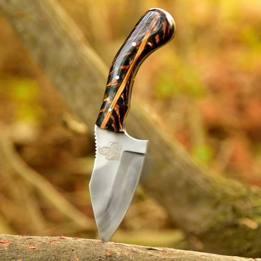 Acid Washed Stainless Steel Hunting Knife – Pinecone Handle | Outdoor & Camping Knife