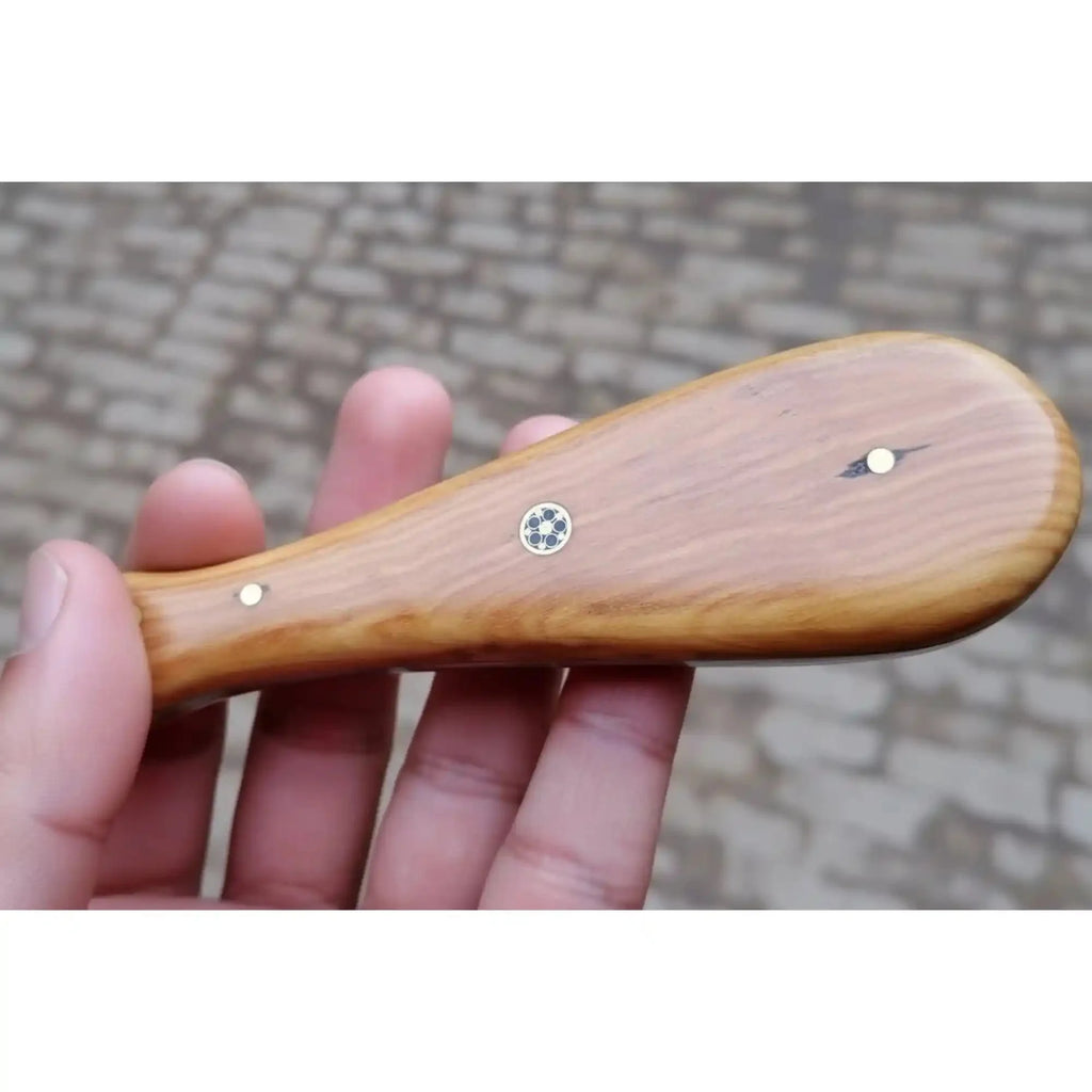 Damascus Bull Cutter Knife Twisted Steel Olive Wood Handle