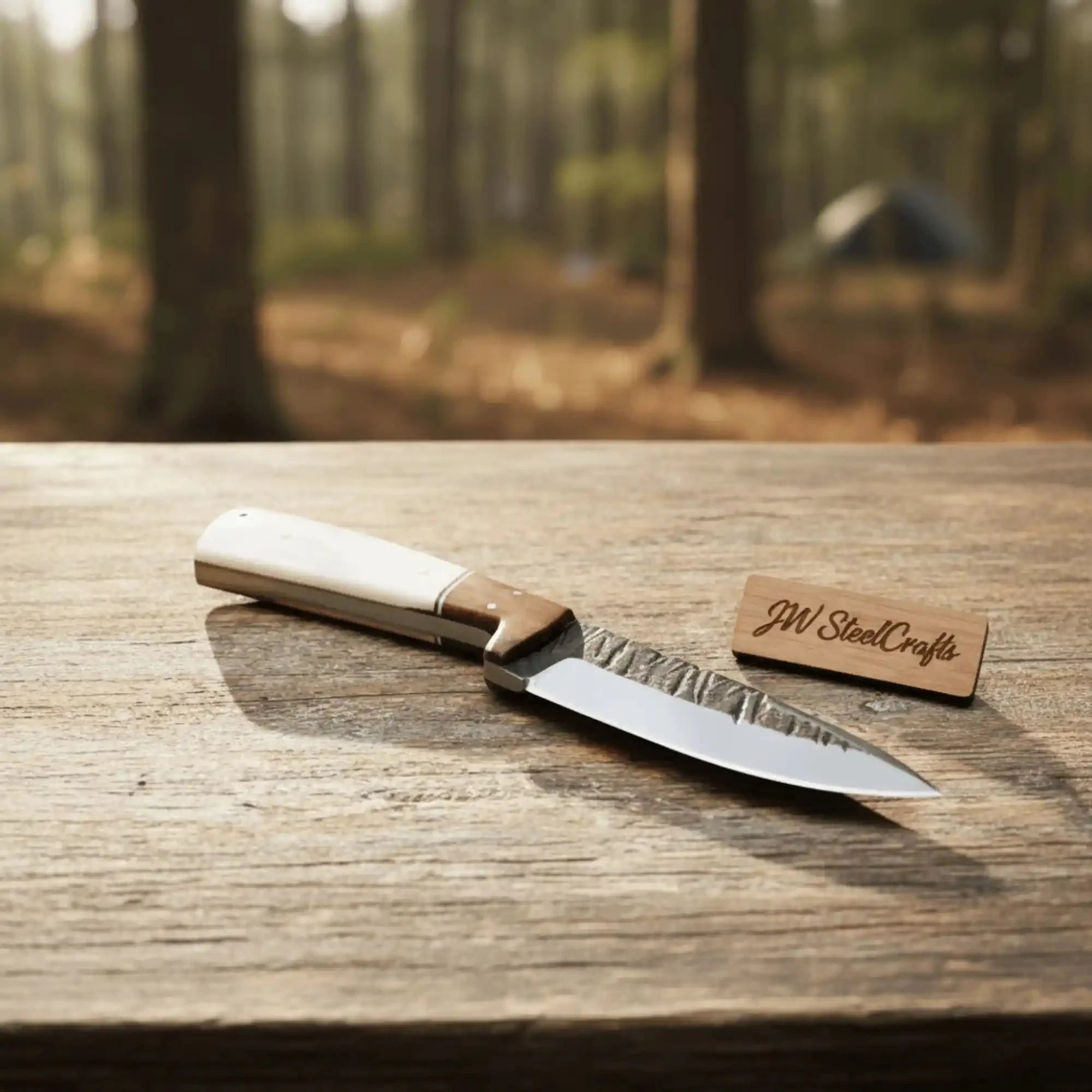 Carbon Steel Drop Point Knife Bone and Rosewood Handle 7 Inch