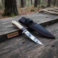 Clip Point Hunting Knife Stainless Steel Blade Bone Handle Fixed Blade with Sheath