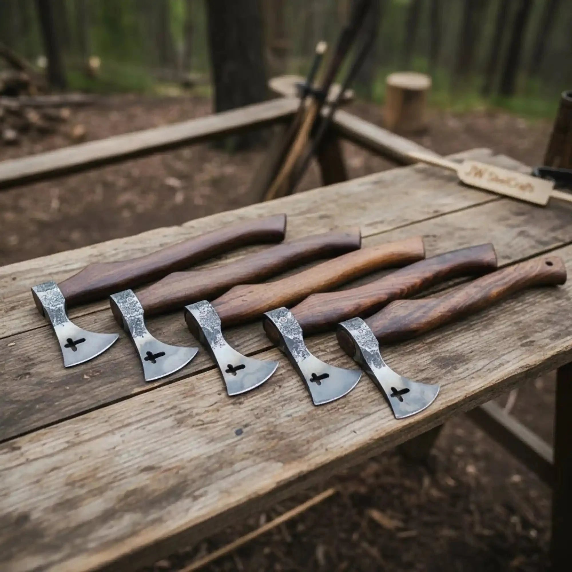 Compact Bearded Utility Hatchets with Decorative Cutout