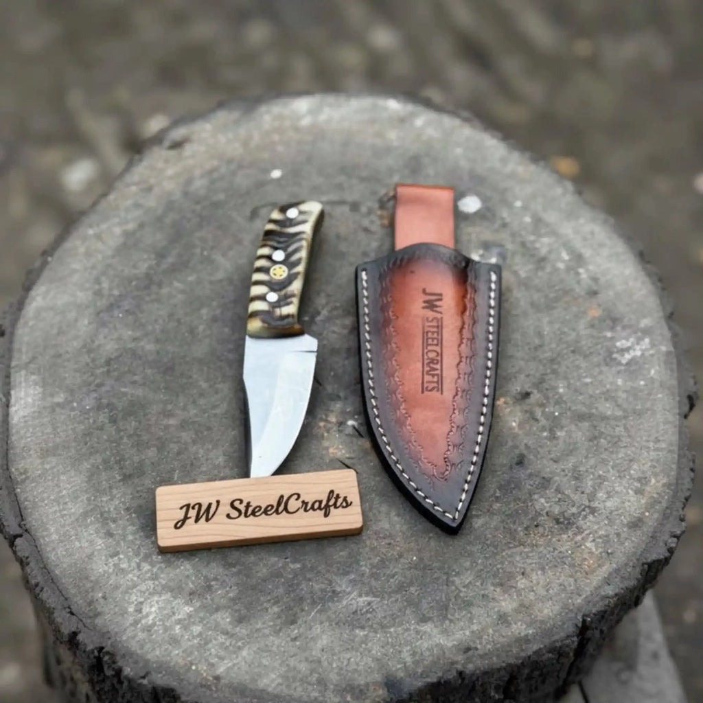 Compact Outdoor Knife – Stainless Steel Blade | Ram Horn or Wengi Wood Handle | JW SteelCrafts