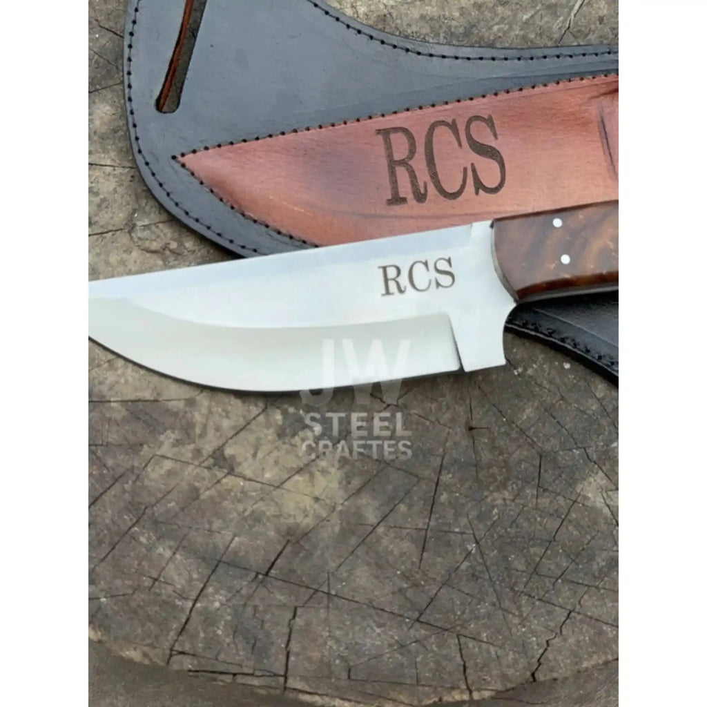 Custom Engraved Stainless Steel Outdoor Knife with Walnut Handle | JW SteelCrafts