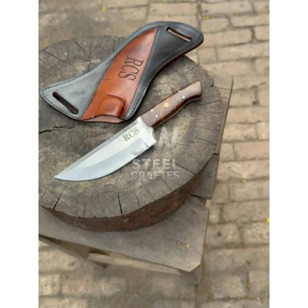 Custom Engraved Stainless Steel Outdoor Knife with Walnut Handle | JW SteelCrafts