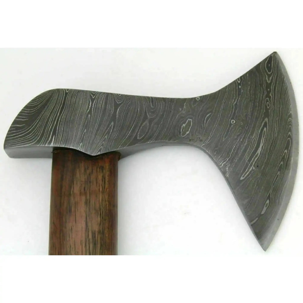 Custom Handmade Damascus Steel Burl Wood Axe Hatchet Tomahawk