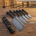 6-Pc Damascus Kitchen Knives - Premium Japanese Chef Knife Set