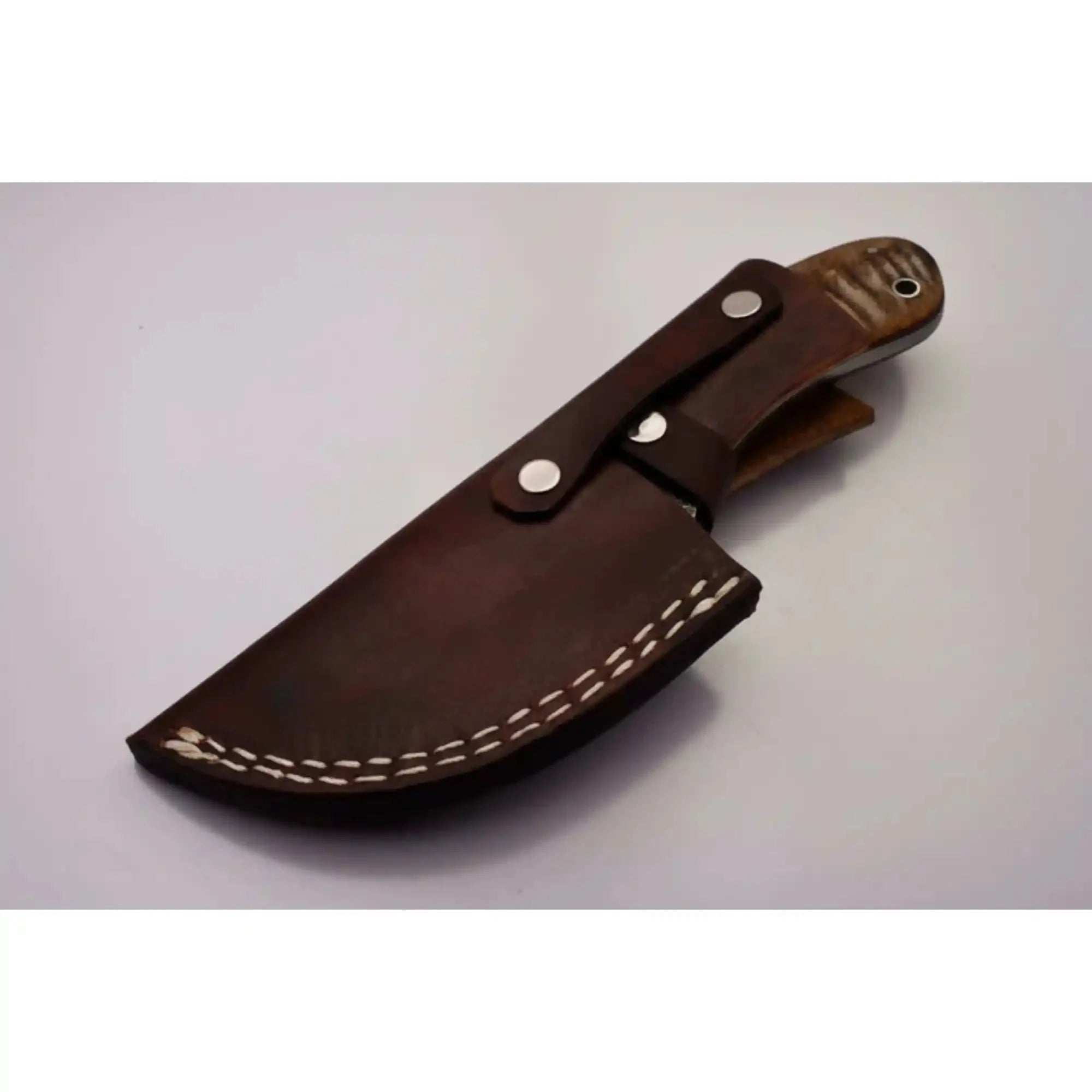 Damascus Gut hook Skinner Knife Raindrop pattern | two handle options