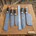 Damascus Multi-Blade Chef Knife Set - Exquisite Pakka Wood Handles