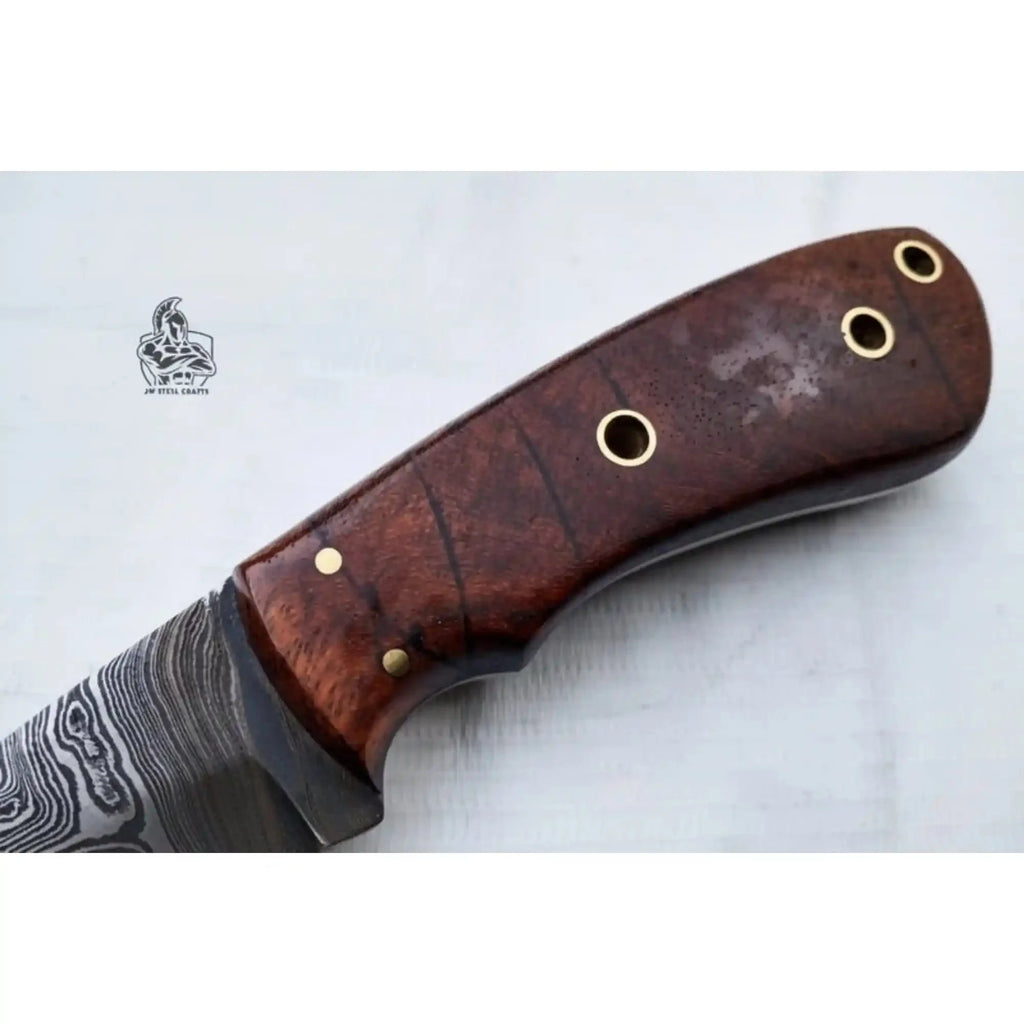 Damascus Skinner Knife 6” Fixed Blade rose wood Handle