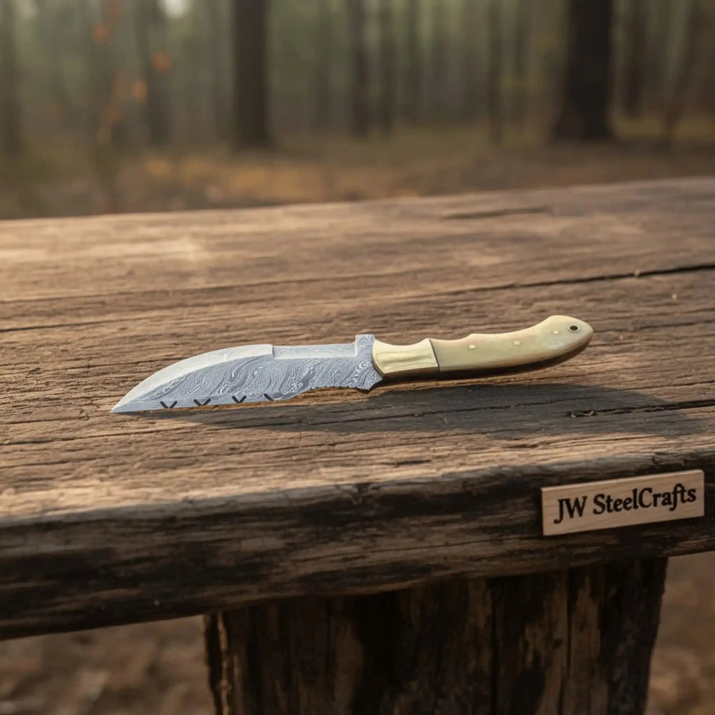 Damascus Steel Hunting Knife – Multiple Handle Colors | JW SteelCrafts