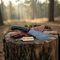 Damascus Steel Tracker Knife with Black Handle – 10 Inch Overall