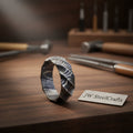 Mens Damascus Steel Twisted Faceted Wedding Band Handmade Ring