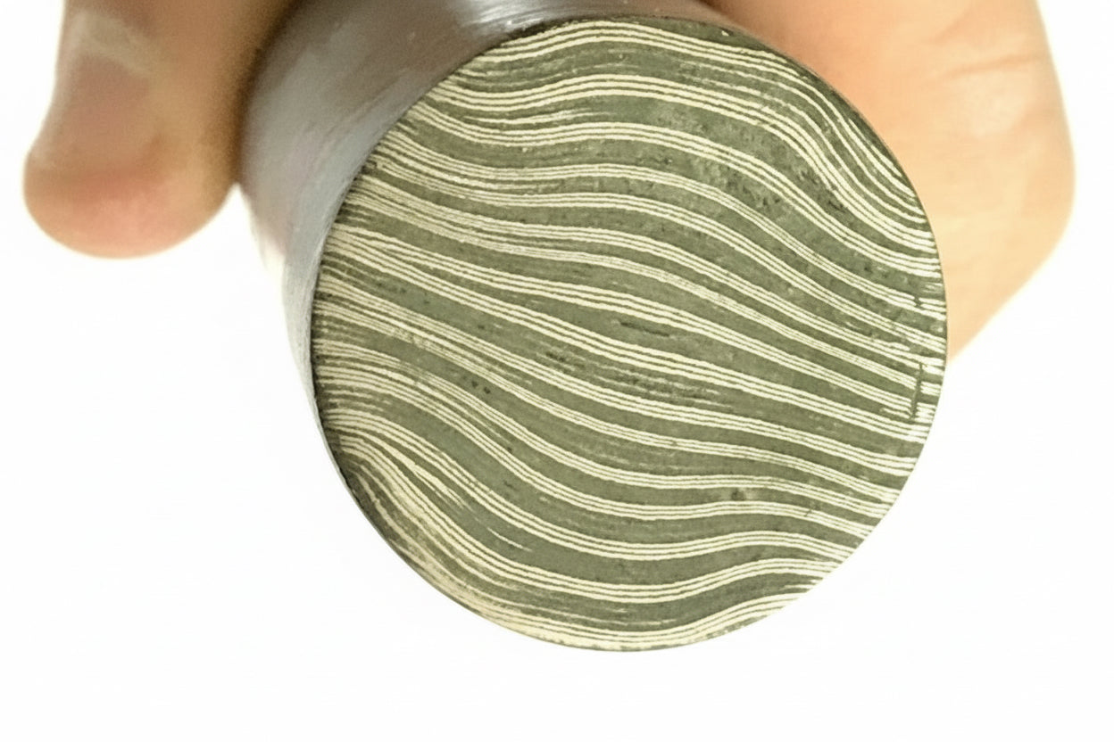 10.5 Inch Twisted Damascus Steel Round Bar 30 mm Billet for Ring and Guard Making