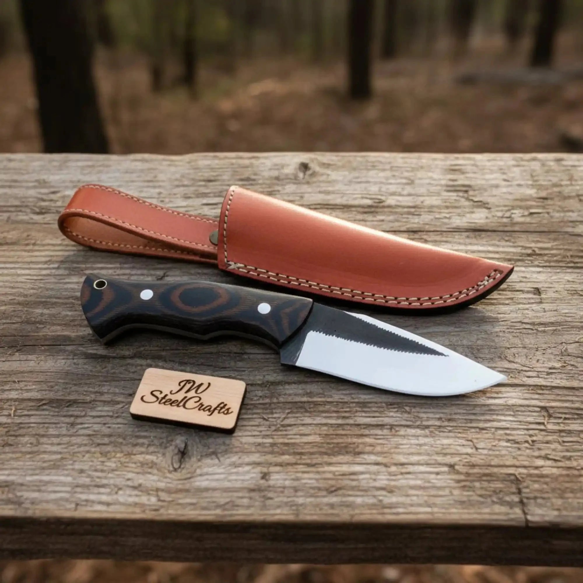 Drop Point Hunting Knife 3.5 Inch Steel Blade Micarta Handle Fixed Blade Field Knife with Sheath