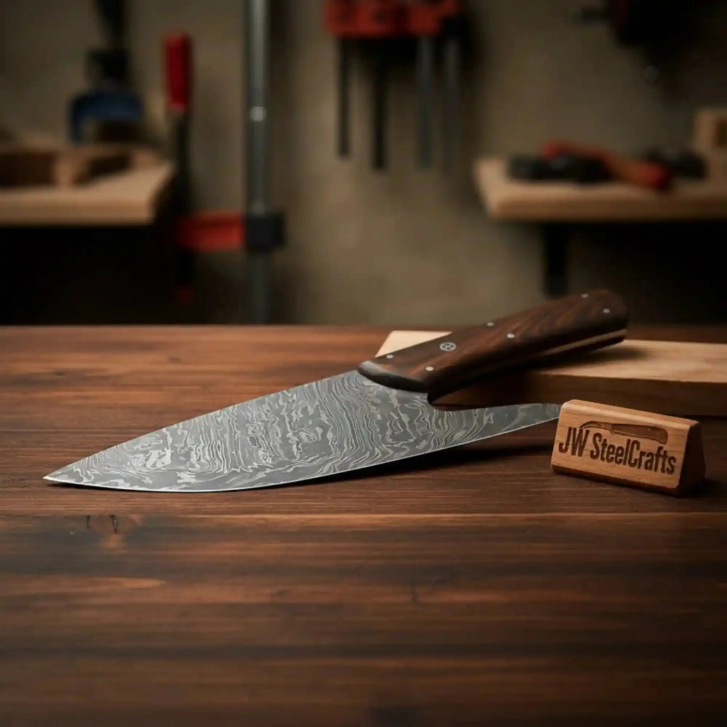 French-Style Chef Carving Knife in Premium Damascus Steel with Full Tang Construction
