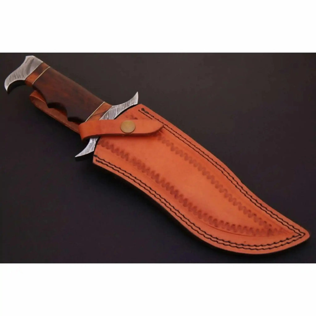 Frontier Bowie Knife Recurved Clip Point Damascus Steel with Coffin Handle and S Guard – JW SteelCrafts