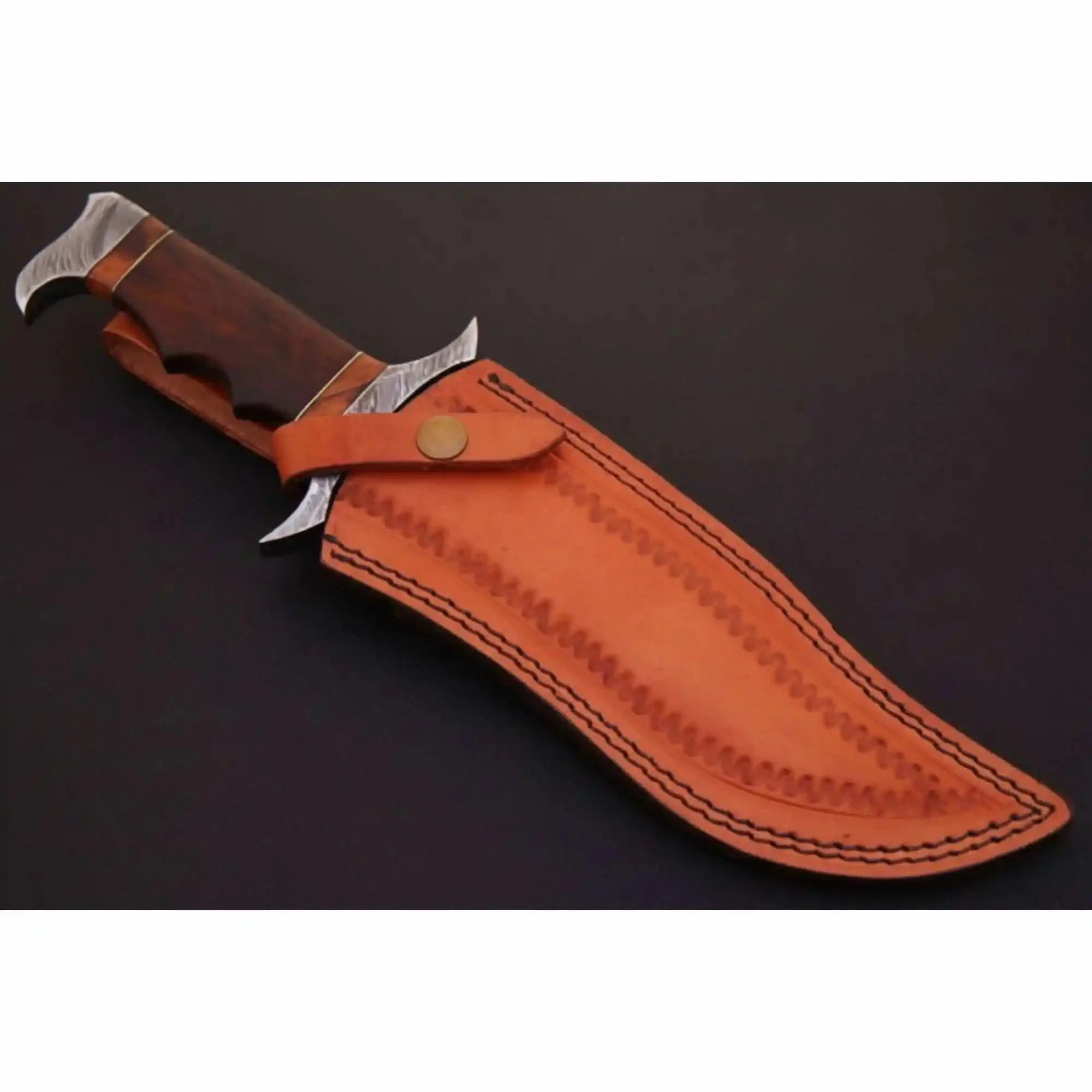 Frontier Bowie Knife Recurved Clip Point Damascus Steel with Coffin Handle and S Guard – JW SteelCrafts